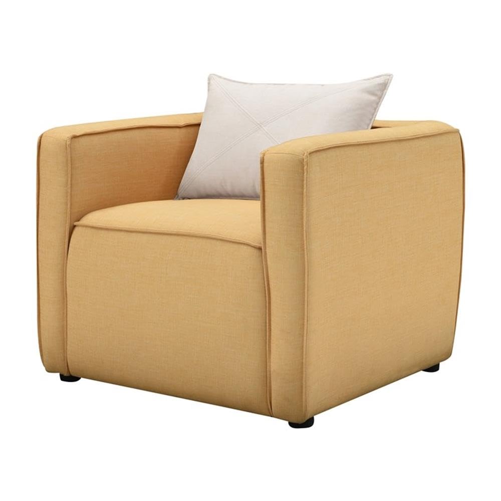 Furniture of America Charlie Modern Fabric Upholstered Accent Chair in Yellow - Stylish Mid-Century Lounge Chair for Living Room, Bedroom & Office Decor
