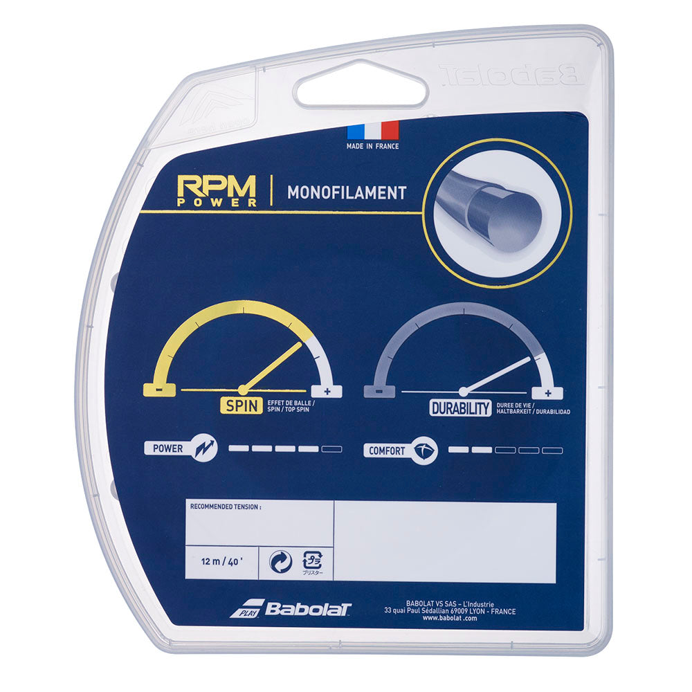 Babolat RPM Power 17/1.25 Tennis String (Blue) | High-Performance Polyester Tennis Racket String for Spin & Control | Perfect for Competitive Players & Tournament Play