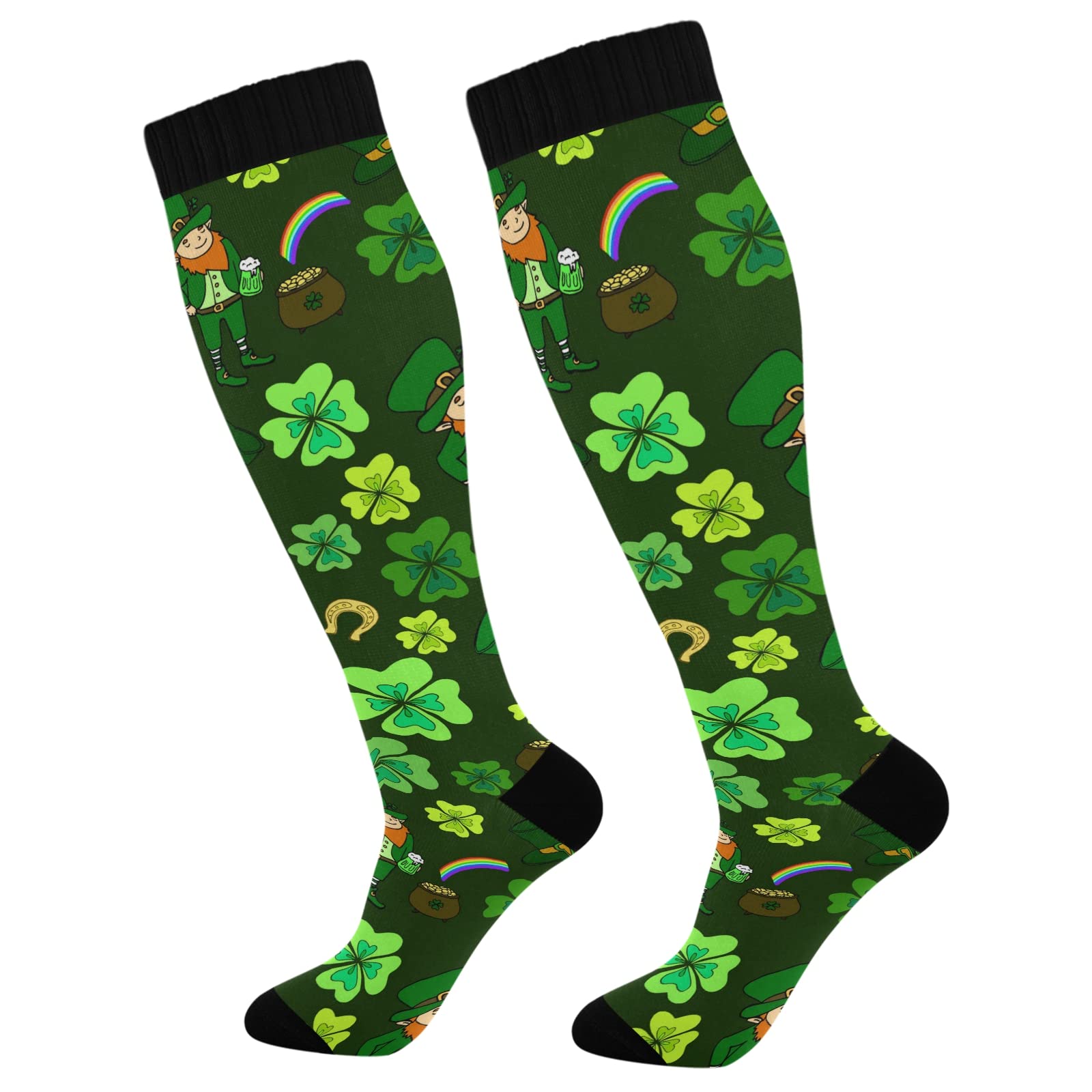 CHIFIGNO St. Patrick's Day Compression Socks for Women & Men - 2 Pairs for Running, Medical Support, Nursing, Pregnancy & Travel - Perfect for Workouts, Hospital Shifts & Long Flights