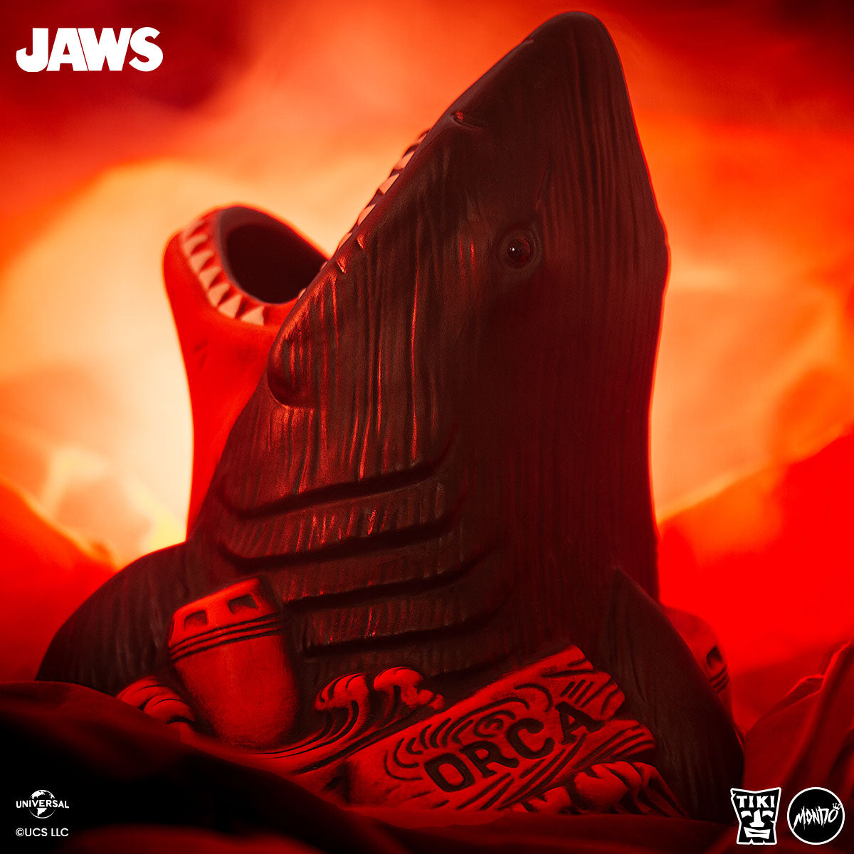 Jaws Tiki Get Out of the Water Variant - Red & Black Collectible Statue for Horror Movie Fans | Perfect for Home Decor, Halloween Party & Movie Themed Gifts