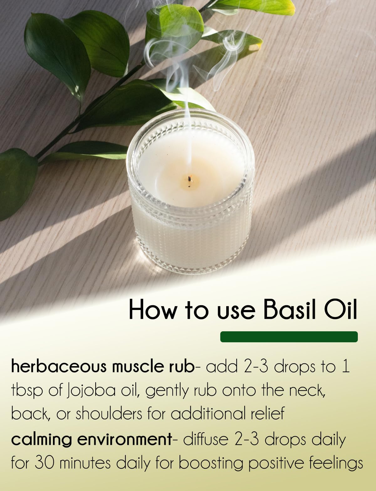 100% Pure Basil Essential Oil - 4 fl oz in Amber Glass Bottle with Cap - Aromatherapy, Stress Relief & Skin Care - Perfect for Diffusers, Massage & DIY Beauty Products