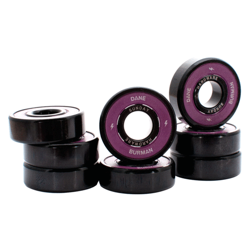 Sunday Bearings Pro Dane Burman - High Performance Skateboard Bearings for Smooth Riding - Perfect for Street Skating, Park Tricks & Longboard Cruising
