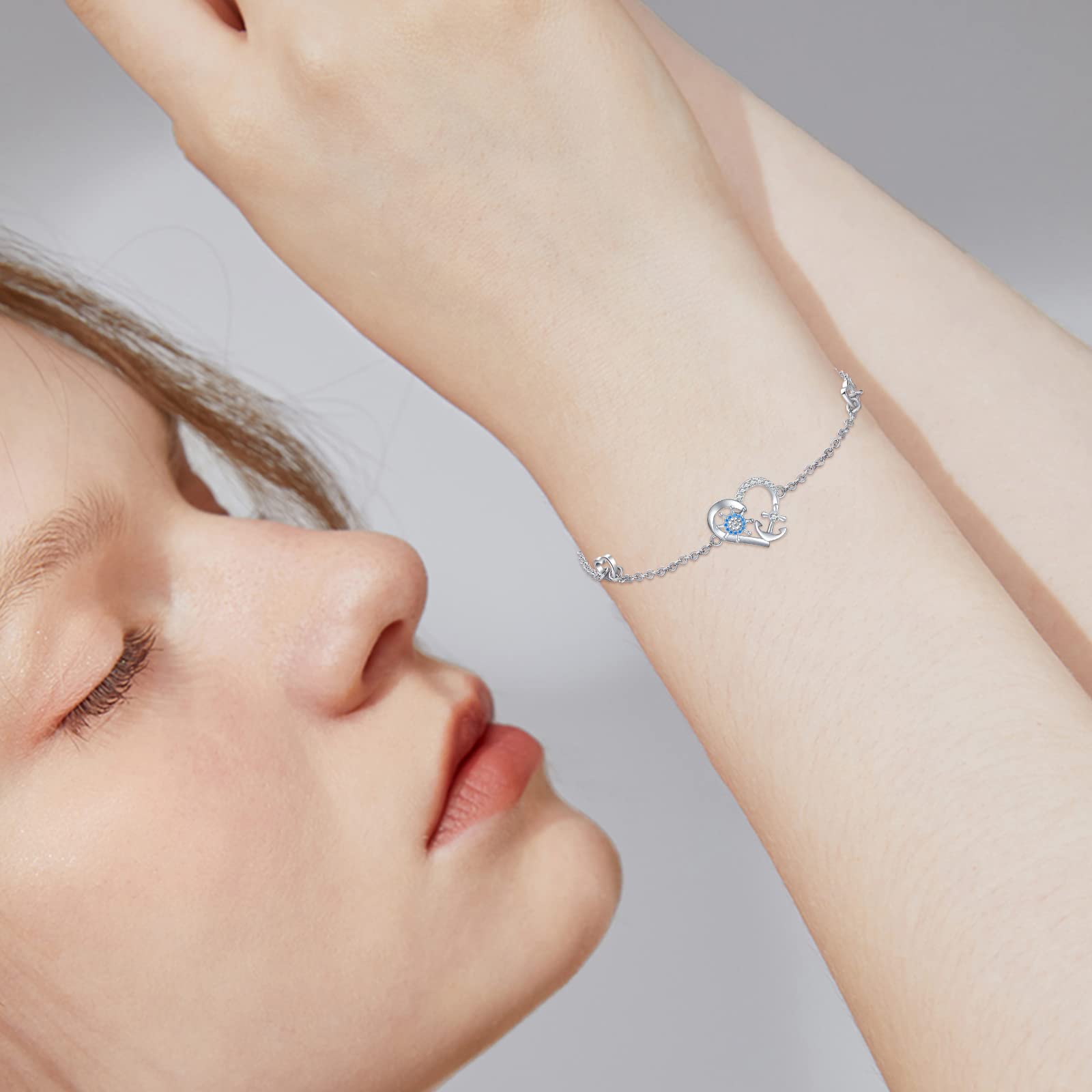 MEDWISE 925 Sterling Silver Adjustable Anchor Anklet Bracelet - Nautical Jewelry for Women, Navy Wife Gift, Daughter Present - Perfect for Beach, Cruise & Summer Outfits