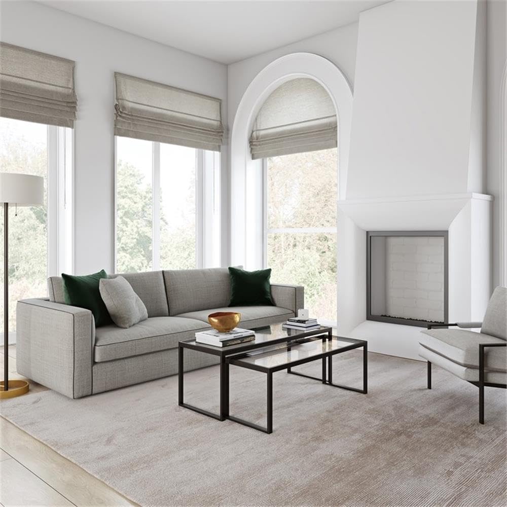 Black & Bronze Metal Nested Coffee Tables Set of 3 - Modern Living Room Furniture for Small Spaces, Home Decor, Coffee Table Set for Apartment, Office, Lounge