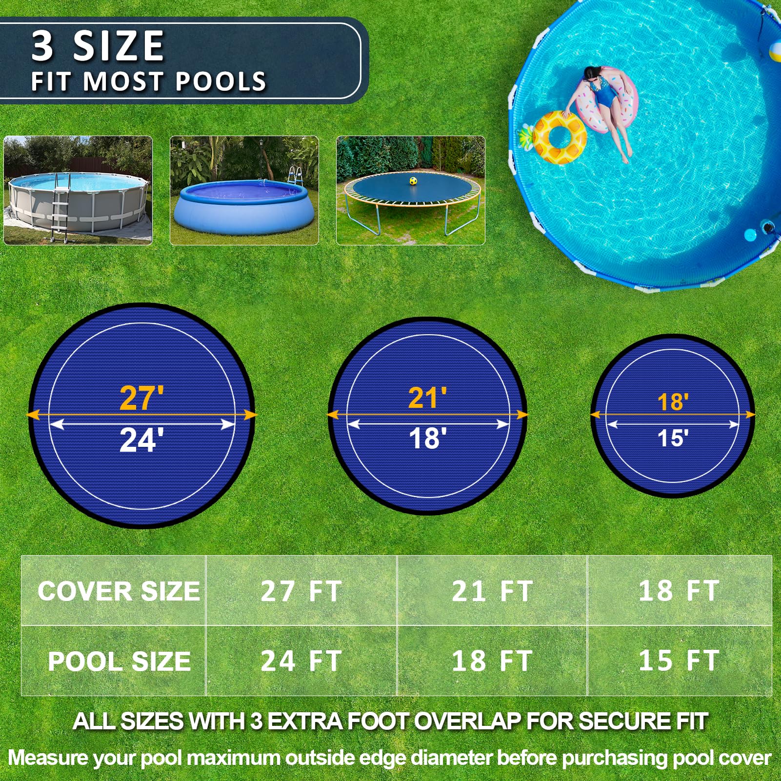 Upgraded 24 ft Round Winter Pool Cover for Above Ground Pools - Extra Thick, Durable Swimming Pool Protection Cover with Encryption Grommets, Cold & UV Resistant - Includes Premium Winch & Cable (Perfect for Winterizing and Protecting Your Above Ground Pool from Debris, Harsh Weather, and Sun Damage)