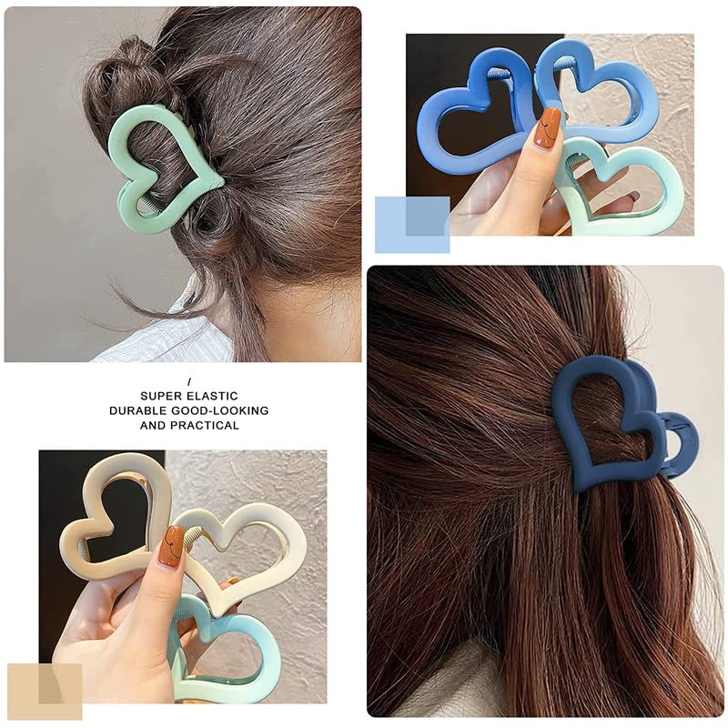 FAMEZA 6 Pcs Heart Hair Clips for Women & Girls - Matte Hair Barrettes for Thick/Thin Hair | Everyday Styling