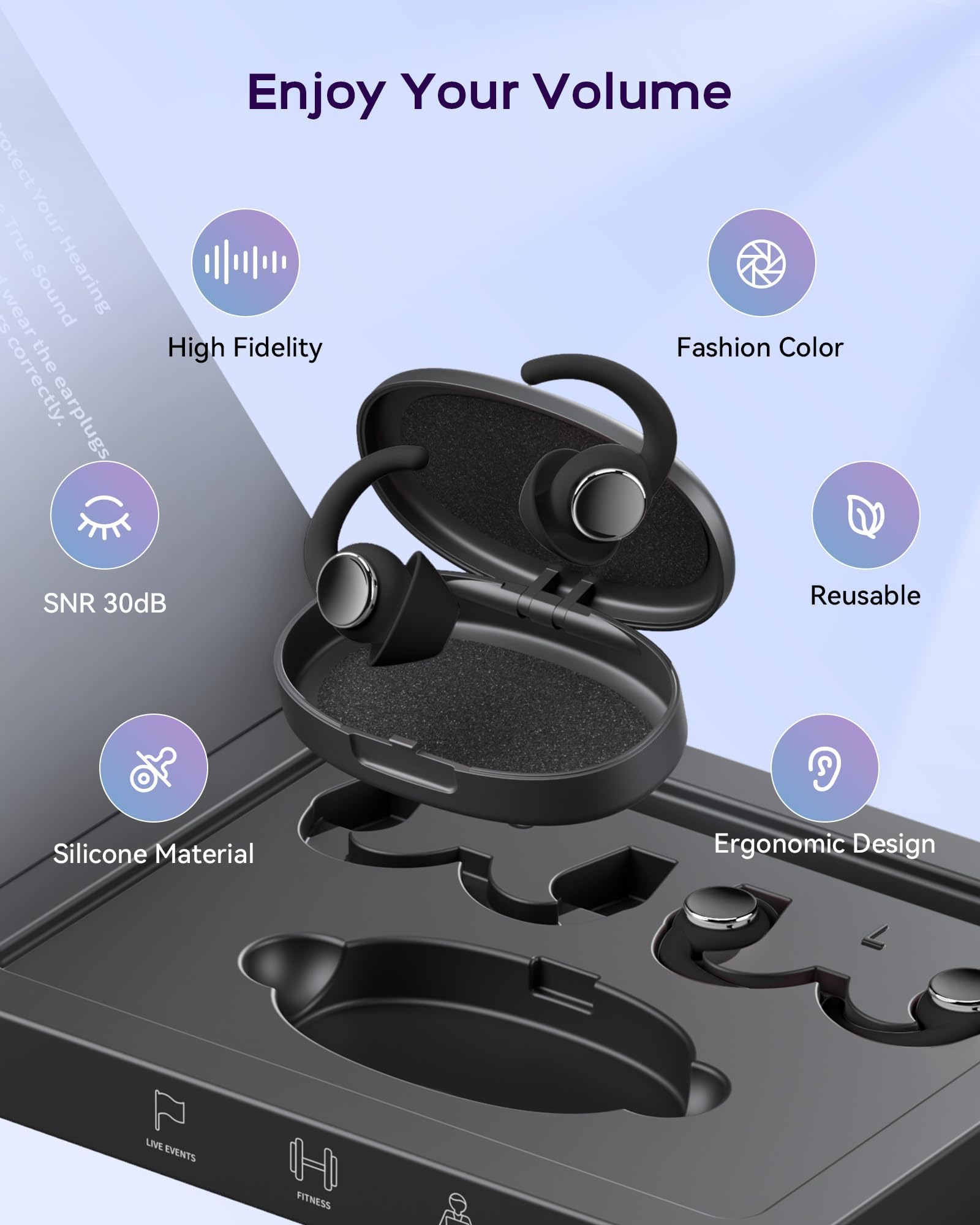 Noise Cancelling Ear Plugs for Sleeping, Concerts, Work, Study, Travel & Focus - Soft Comfortable Earplugs for Blocking Noise, Perfect for Office, Airplane & Night Sleep