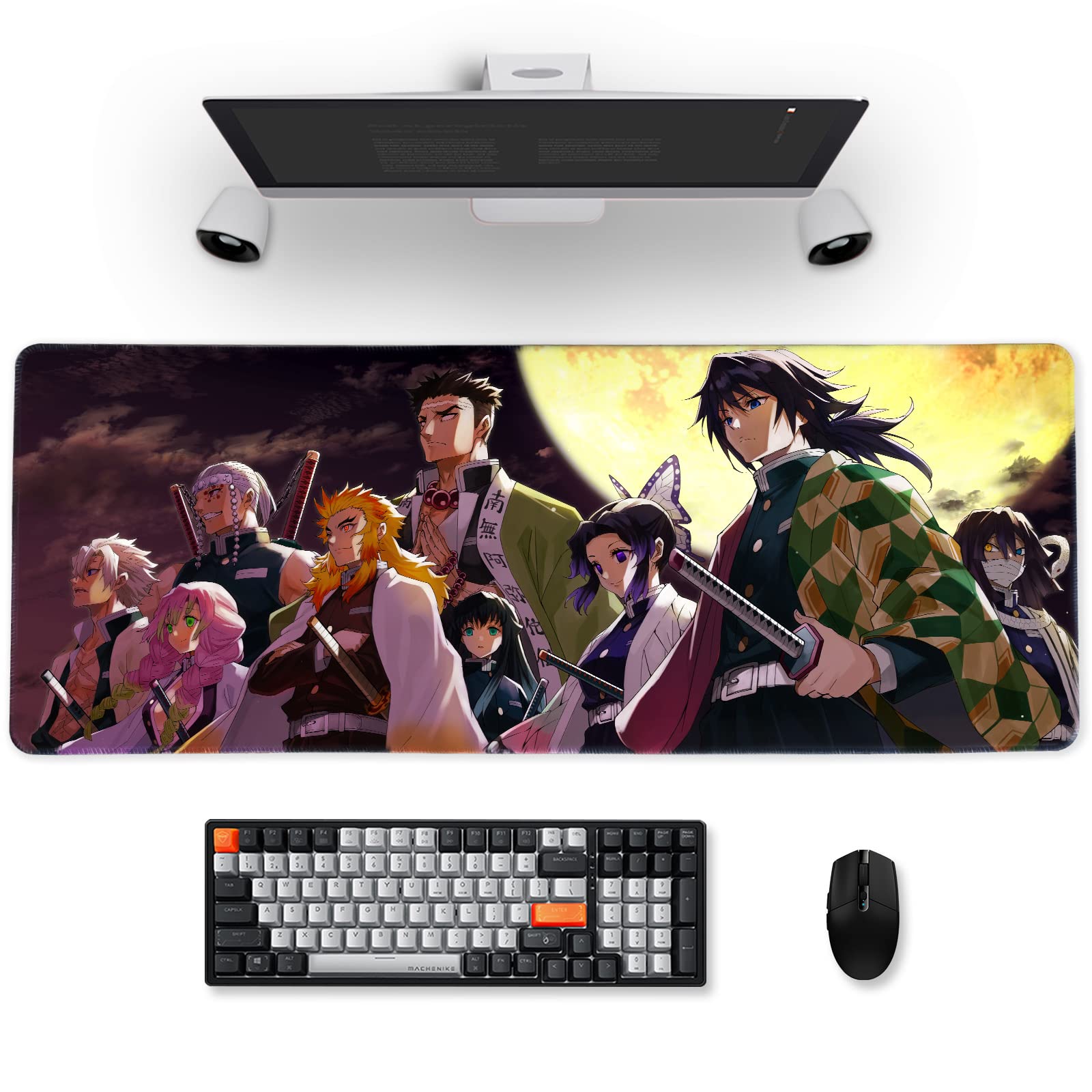 Demon Slayer Anime Gaming Mouse Pad - Extra Large 31.5x11.8 Inch Non-Slip Rubber Base for PC, Laptop & Desktop | Perfect for Office, Gaming & Home Use