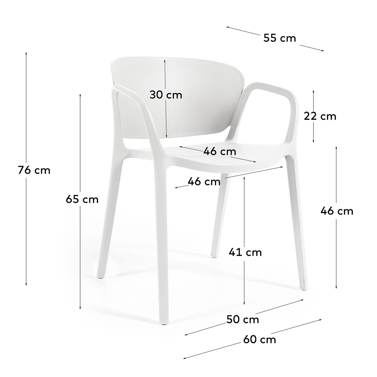 Ania Outdoor Dining Chair - Weather-Resistant Patio Chairs for Backyard, Garden, Poolside & Restaurant Use - Comfortable Stackable Outdoor Seating for Parties & Entertaining