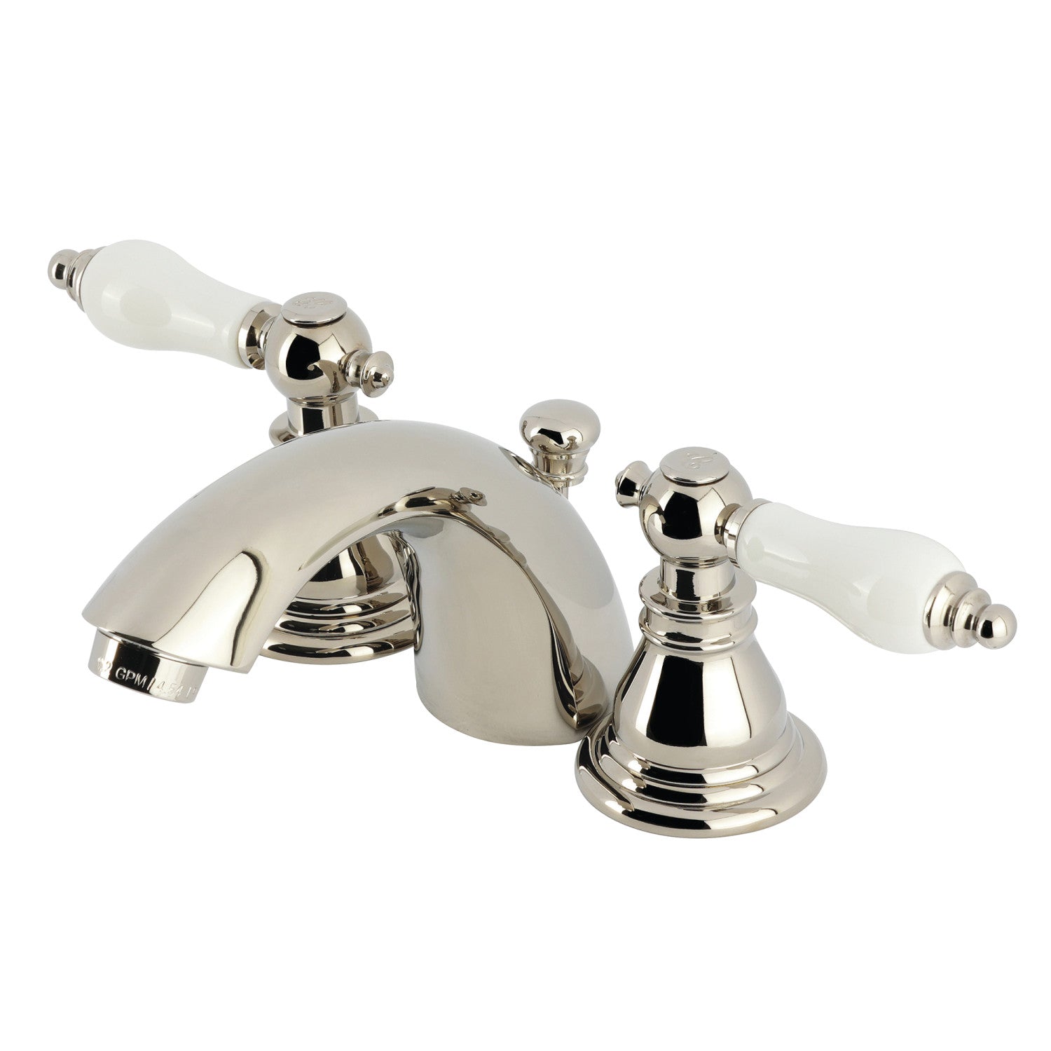 American Patriot KB956APLPN 3-Hole Deck Mount Mini Widespread Bathroom Faucet with Pop-Up Drain - Polished Nickel Finish for Vanity Sinks & Powder Rooms