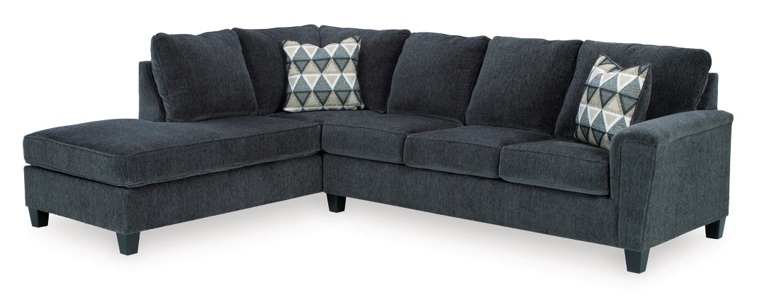 Abinger 2-Piece Navy Blue Sectional Sofa with Ottoman & L-Shaped Chaise Lounge - Perfect for Living Room, Family Room or Home Theater
