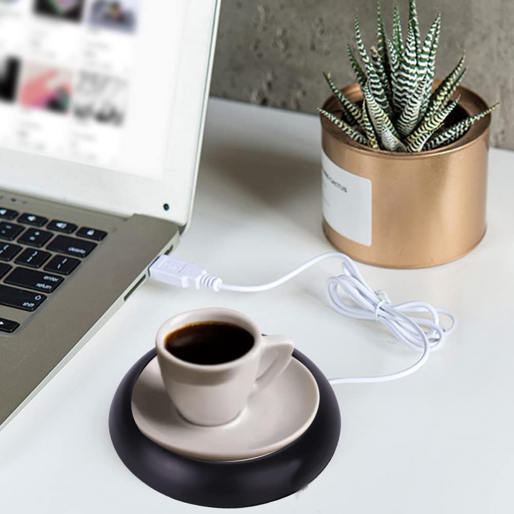 USB Coffee Mug Warmer - 16oz Electric Cup Warmer for Tea, Coffee & Hot Drinks - Office & Home Use (Black) - Perfect for Desks, Nightstands & Gifts
