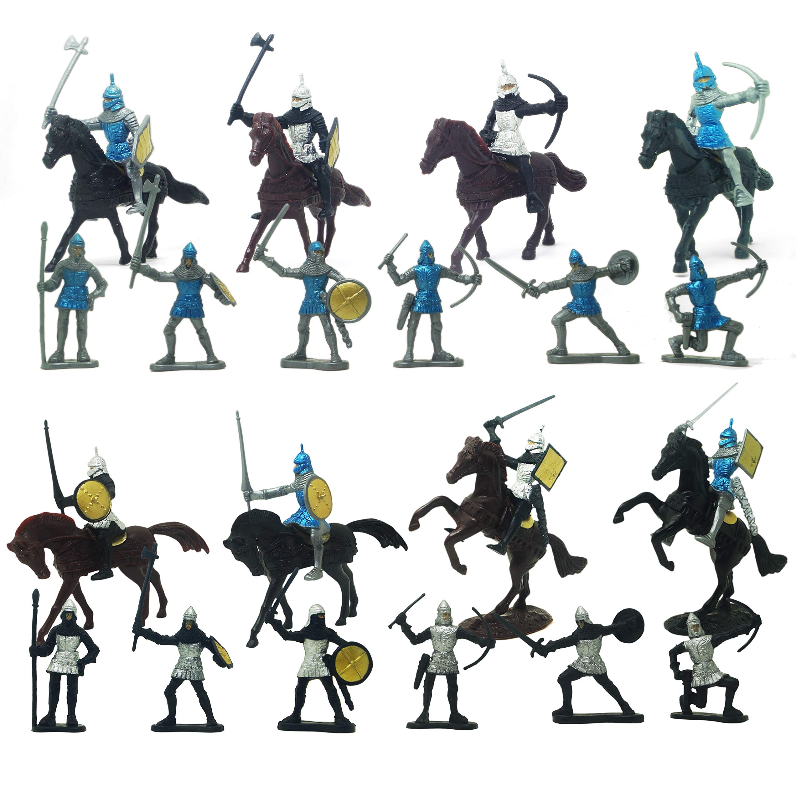 TYCBOY 28-Piece Medieval Military Figures Set - Knights, Soldiers, Horses with Swords & Shields - Authentic Middle Ages Army Toy Collection for Kids & Collectors - Perfect for Battle Scenes, History Lessons & Display