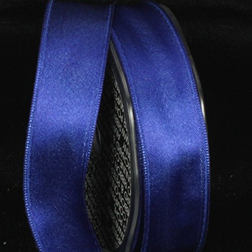 Royal Blue Double Face Solid Wired Craft Ribbon - 1 Inch x 44 Yards Bulk Spool for Gift Wrapping, Floral Arrangements, DIY Projects & Party Decorations