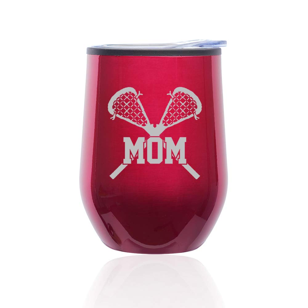 Stemless Wine Tumbler with Lid - 16oz Insulated Coffee Travel Mug, Shatterproof Glass for Hot & Cold Drinks - Perfect Gift for Lacrosse Mom (Fuchsia Pink) - Great for Parties, Picnics, and Outdoor Activities