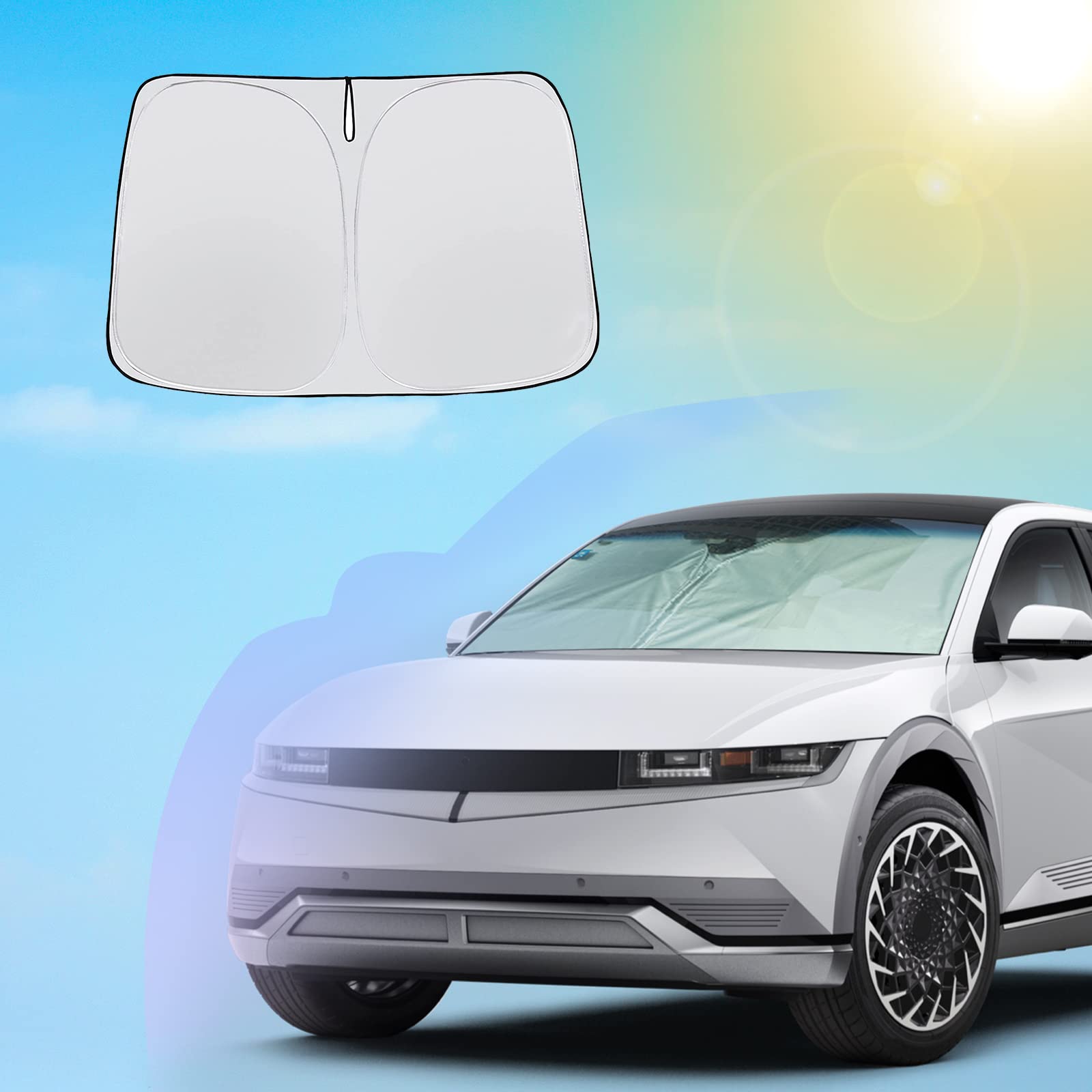 SXCY Foldable Windshield Sunshade for Hyundai Ioniq 5 2022-2025 - UV Ray Protection Car Sun Shield | Perfect for Summer Parking & Road Trips