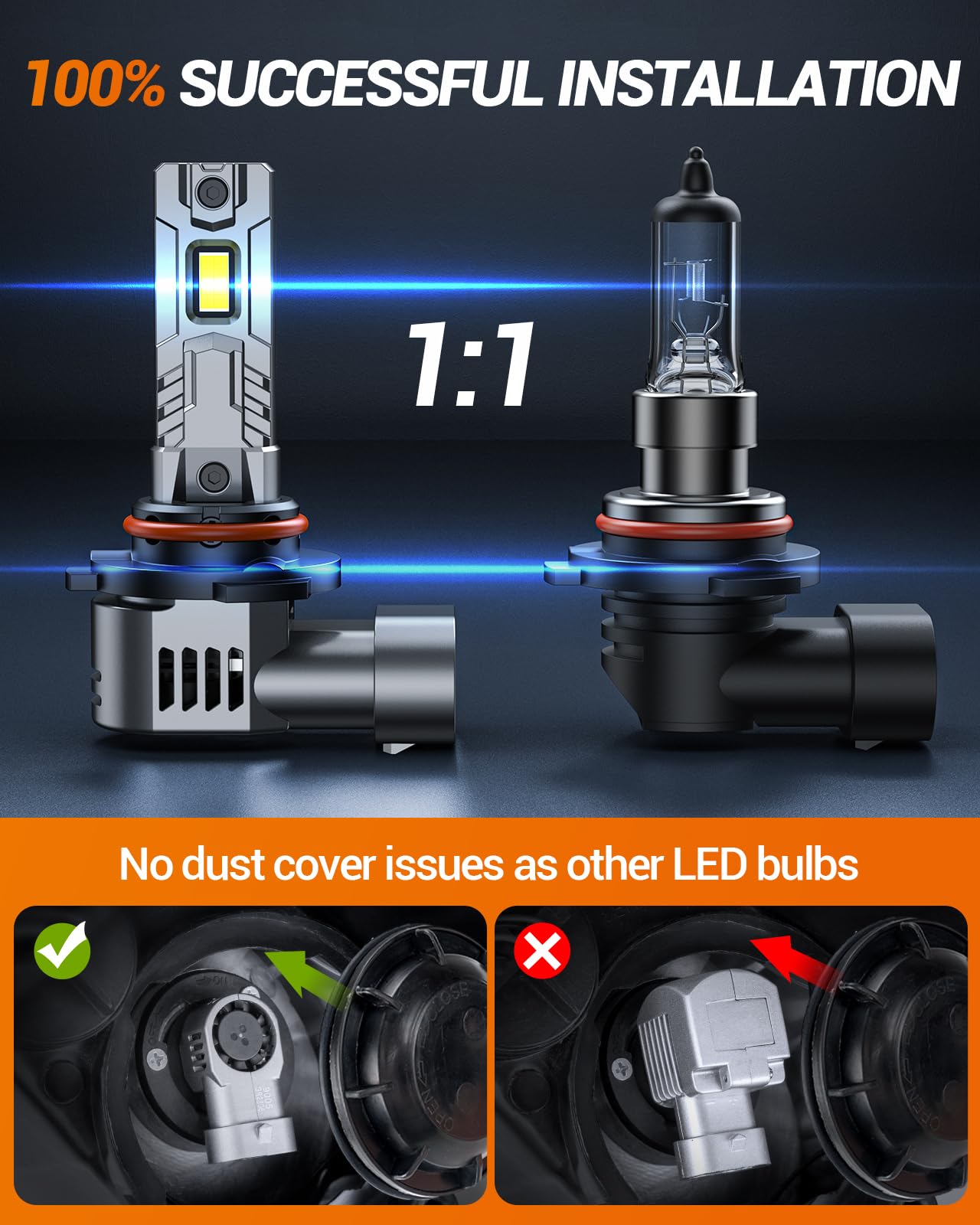 SEALIGHT 9005/HB3 LED Bulbs - 24000LM Ultra Bright, 1:1 Design with 14000RPM Cooling Fan & Single Copper Tube - Plug & Play - Pack of 2 - Perfect for Cars, Trucks, SUVs, and Off-Road Vehicles