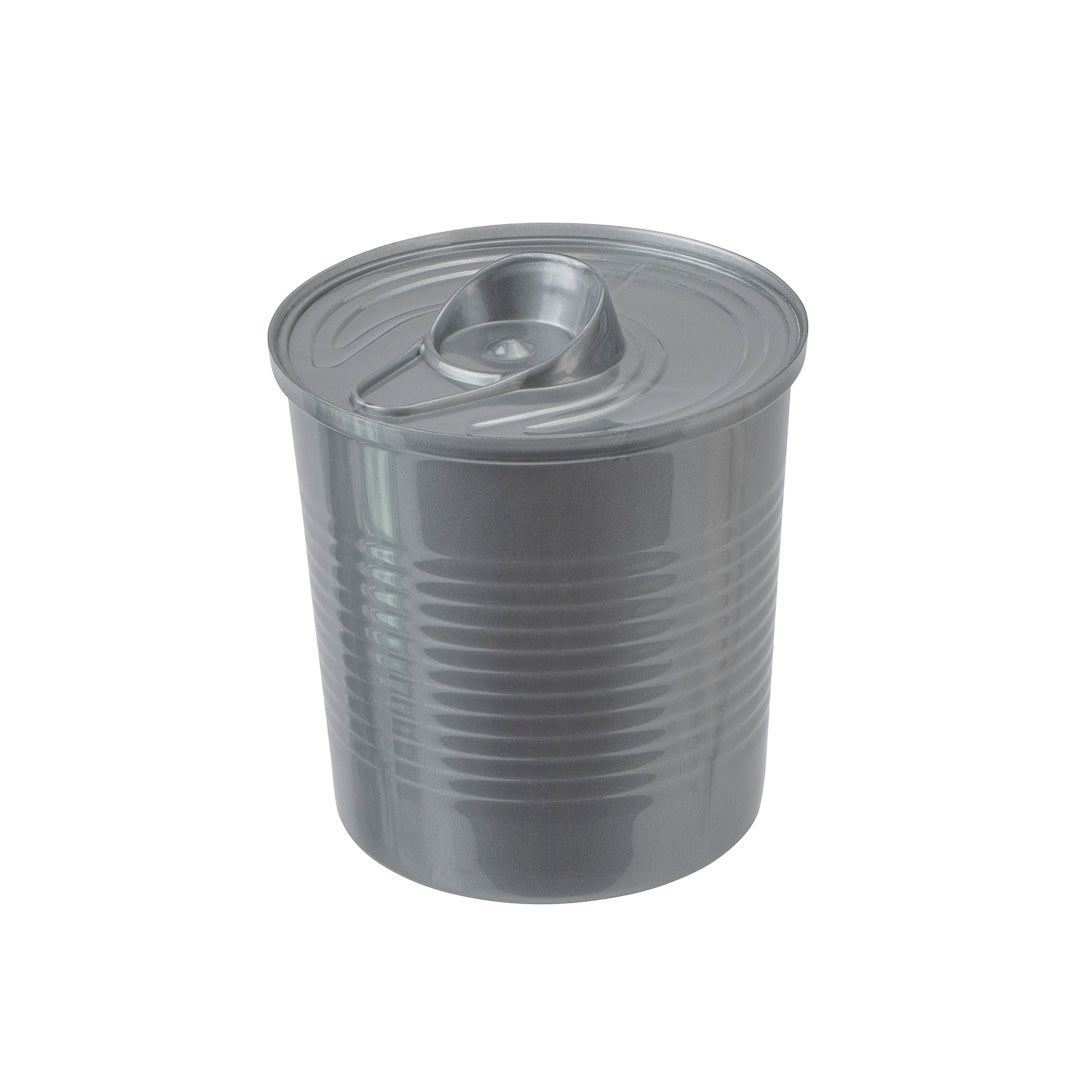 4 oz Round Silver Plastic Tin Can with Lid (2.5