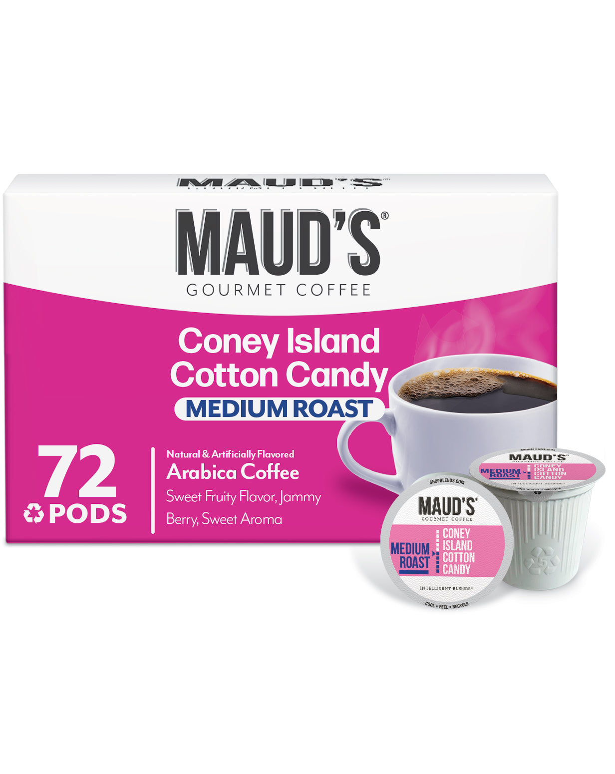 Maud's Cotton Candy Flavored Coffee Pods - Sweet & Delicious Single Serve K-Cup Pods for Keurig Brewers - Perfect for Breakfast, Office & Dessert Time