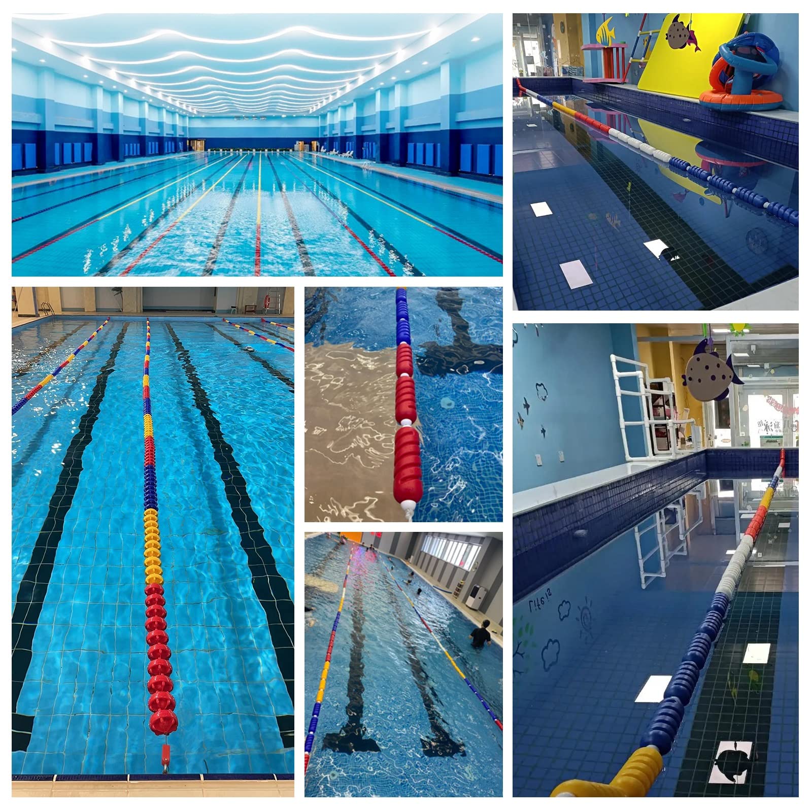 Premium Swimming Pool Safety Rope Float Line Divider - Blue & White Buoy Kit for Inground Pools (10/20/24/30/33 Ft) - Ideal for Deep Water & Shallow Beach Separation, Lane Marking & Pool Safety