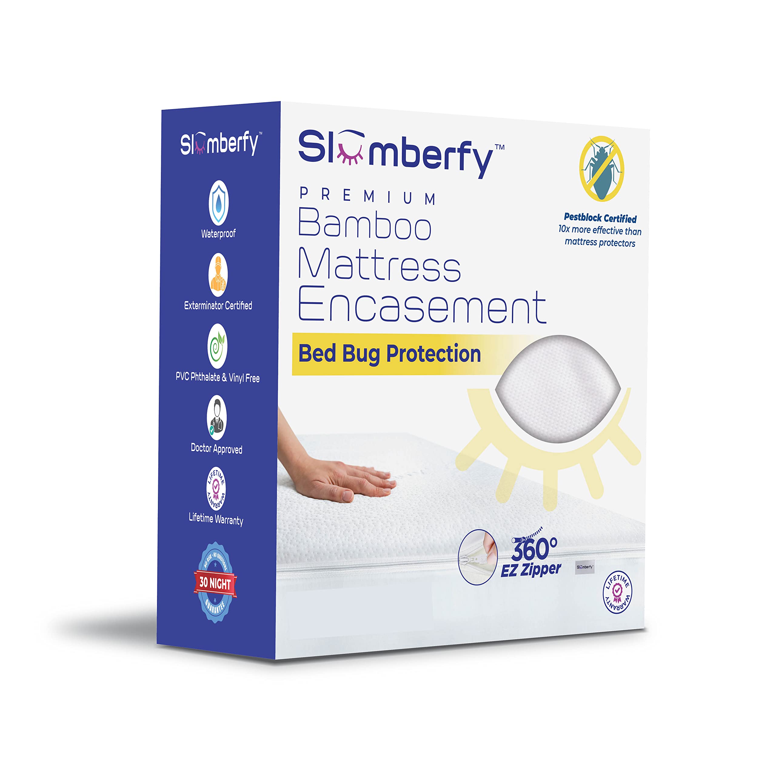 **Slumberfy Twin XL Bamboo Viscose Waterproof Mattress Encasement - Premium Skin-Safe Bed Bug Proof Protector with 360° EZ Zipper (39x80 in) - Ideal for Allergy Relief, Dust Mite Protection & Enhanced Sleep Comfort**