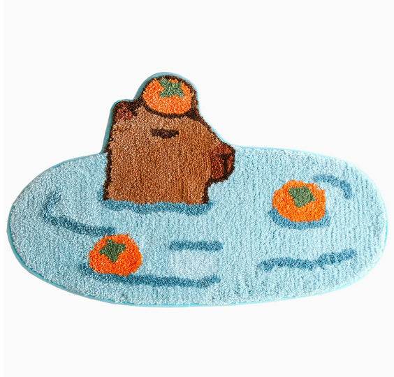 Soft and Cute Capybara Plush Rug - Cozy Animal Print Floor Mat for Kids Room, Nursery, or Living Room Decor
