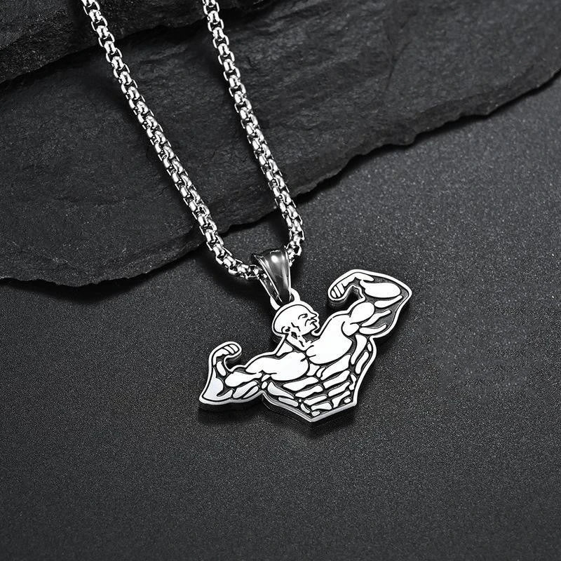 Titanium Steel Dumbbell Pendant Necklace for Men - Gym & Fitness Jewelry Gift - Perfect for Workout Enthusiasts, Bodybuilders, and Sports Lovers (Great for Gym, Weightlifting, and Casual Wear)
