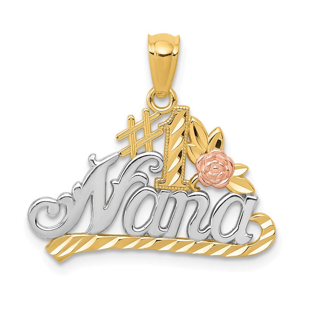 14K Yellow & Rose Gold DC Number One #1 Nana Rose Pendant Charm - 18mm x 21mm - Perfect for Necklaces, Bracelets & Gift Giving