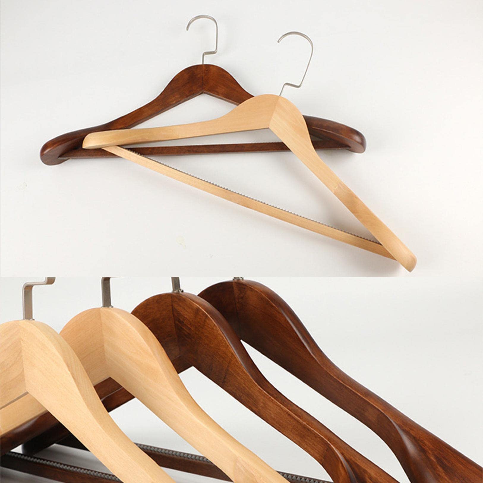 Premium Solid Wood Suit Hangers - Yu2d Wide Shoulder Wooden Coat Hangers for Heavy Jackets & Dresses (Set of 10) - Perfect for Closet Organization, Wardrobe Storage & Luxury Garment Care