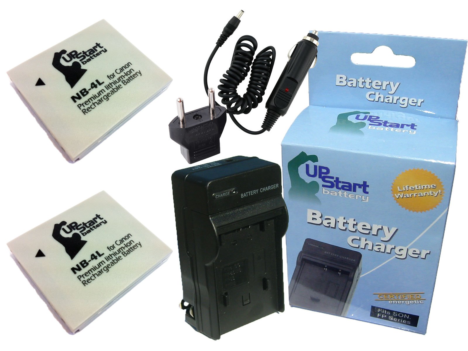 2 Pack Replacement Battery & Charger for Canon Digital IXUS 70 - Compatible with NB-4L (890mAh 3.7V Li-ion) Includes Car & EU Adapters - Perfect for Travel, Photography & Backup Power