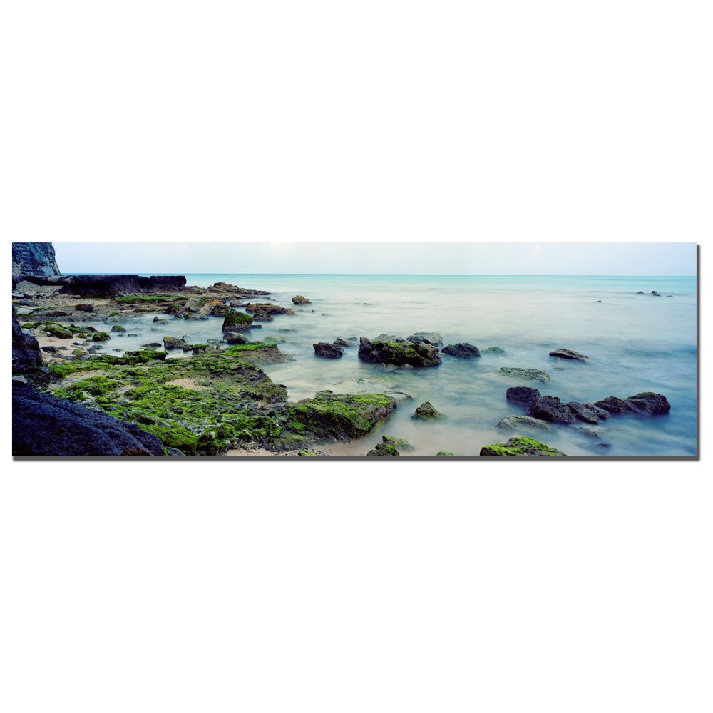 Preston Bermuda Coast Canvas Art - 10x32 Inch Coastal Wall Decor for Living Room, Bedroom & Office - Trademark Art Handmade Painting for Beach House & Nautical Theme
