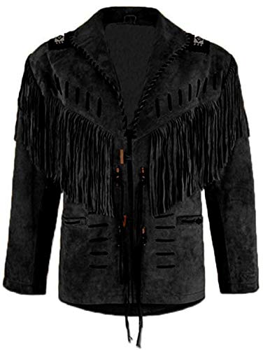 Premium Men's Cowboy Leather Jacket with Fringe - Vintage Western Style Biker Coat for Riding & Outdoor Adventures