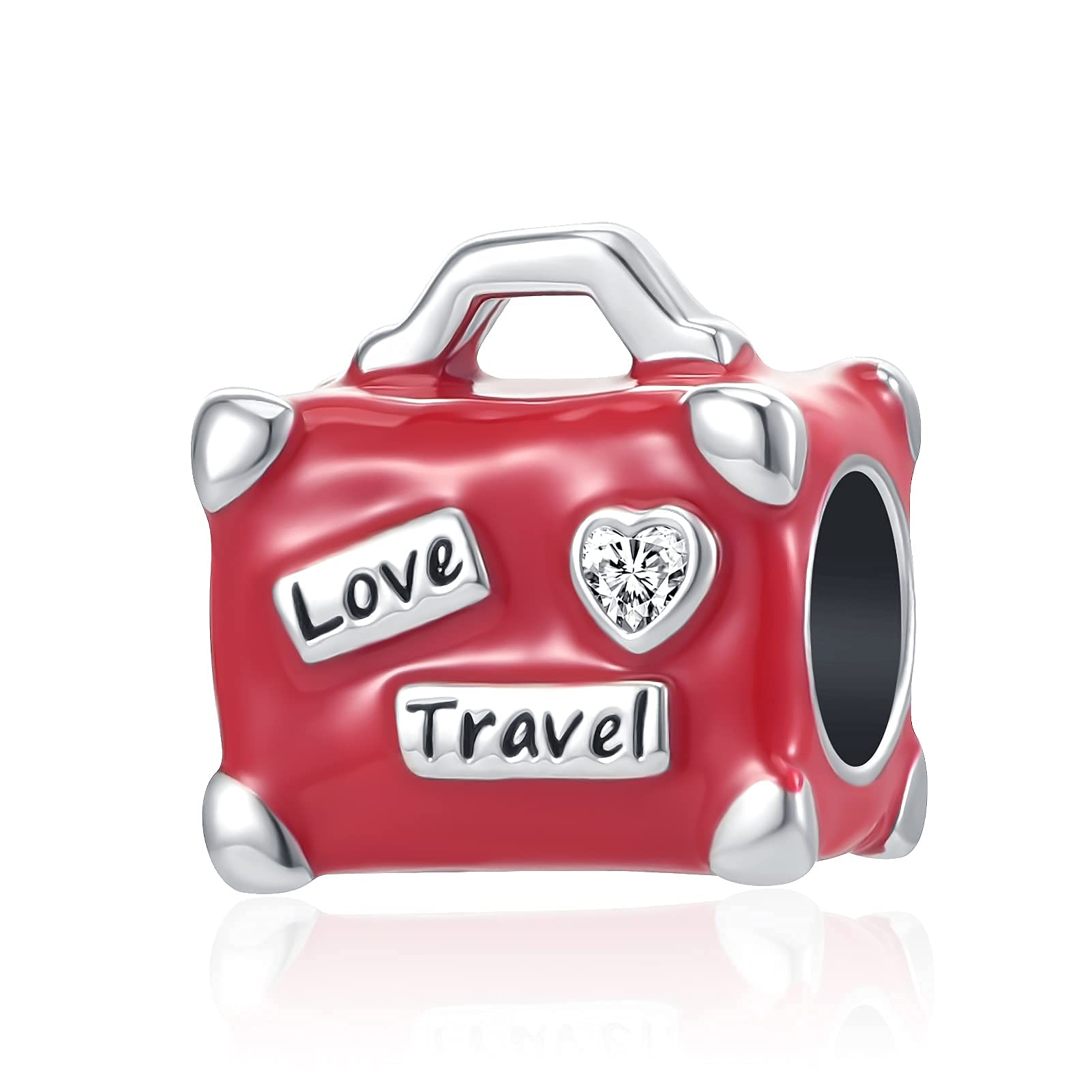 DWJSu Love To Travel Suitcase Charm - Enamel Bag Charms for Bracelets & Necklaces - Women's Travel-Themed Jewelry - Perfect for Vacation Accessories & Gift Ideas