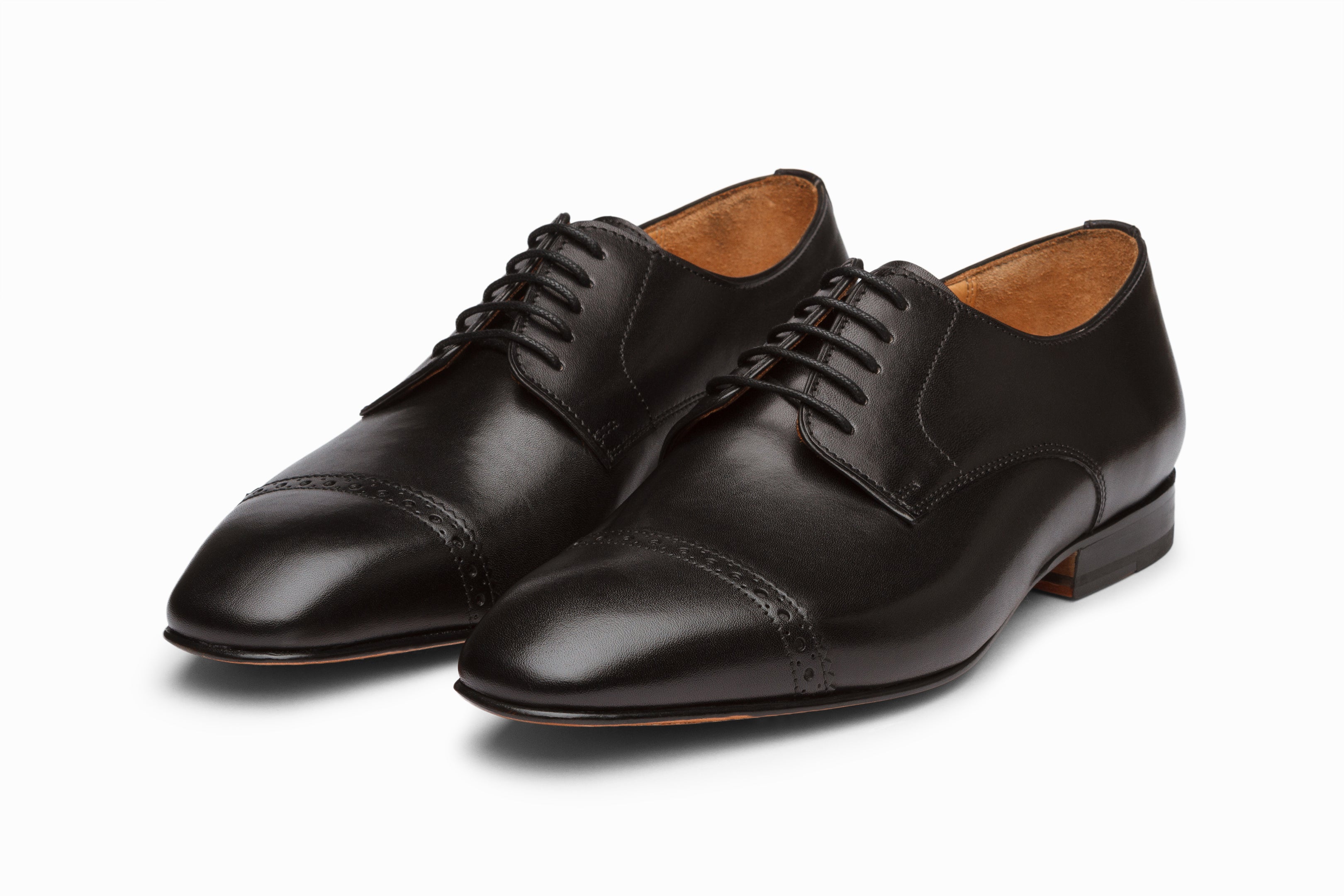 Black Captoe Derby Shoes for Men - Classic Formal Dress Shoes for Business, Office & Wedding - Comfortable Leather Oxfords for Professional & Special Occasions