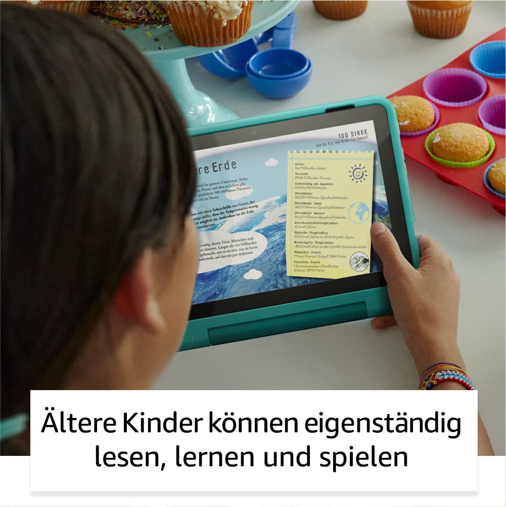 Fire HD 8 Kids Pro Tablet (Teal) with BuddyPhones PopTime Pro Bluetooth Headphones & NuPro Screen Protector 2-Pack - Perfect for Learning, Entertainment & Travel