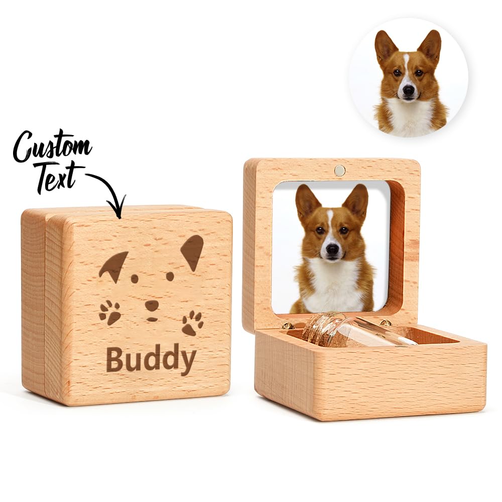 Personalized Pet Memorial Box - Custom Engraved Wooden Keepsake for Dog & Cat Hair, Ashes & Photos - Unique Pet Loss Gift for Pet Lovers - Perfect for Home Memorial Display & Pet Remembrance Ceremonies