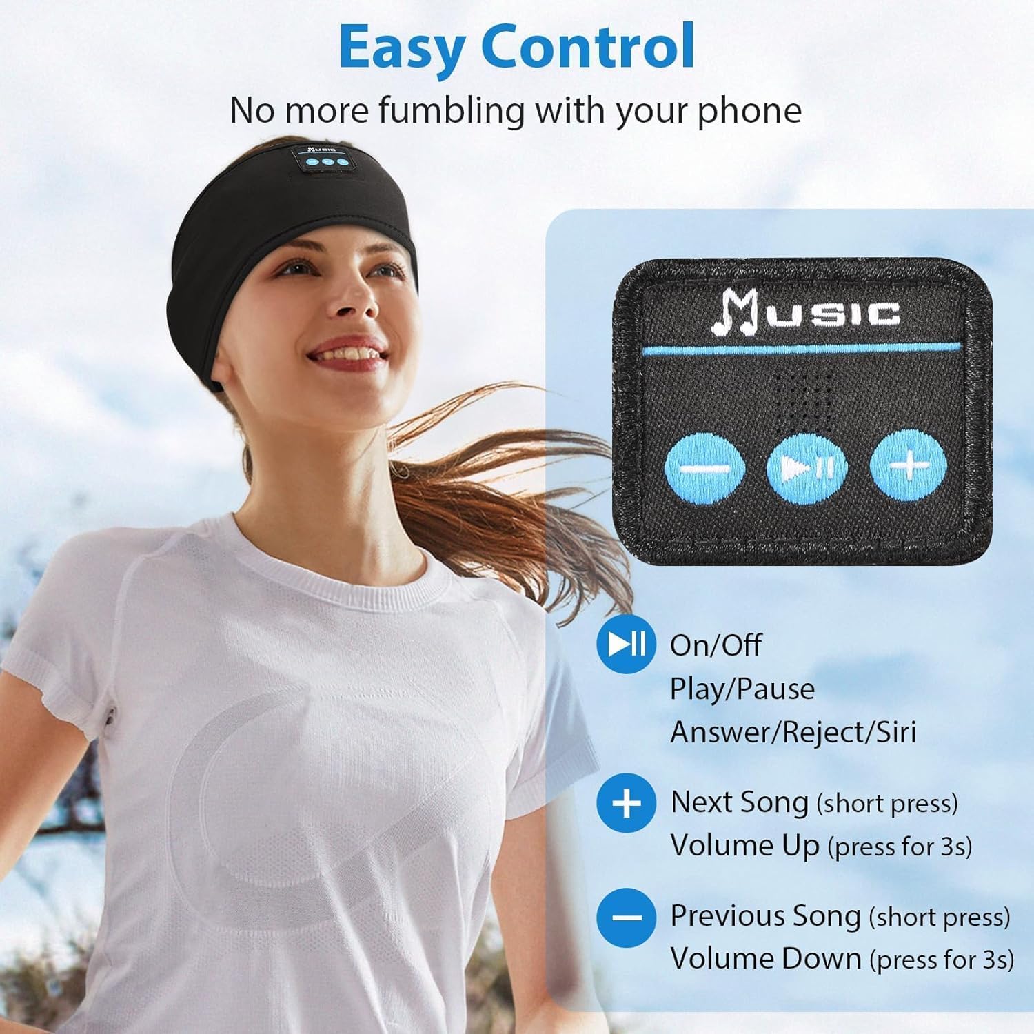 Adjustable Wireless Headband Headphones with Ultra-Thin Speakers for Side Sleepers - Comfortable Sleeping Headphones for Yoga, Running, Workout & Travel - Perfect for Nighttime Relaxation, Gym Sessions and Long Flights