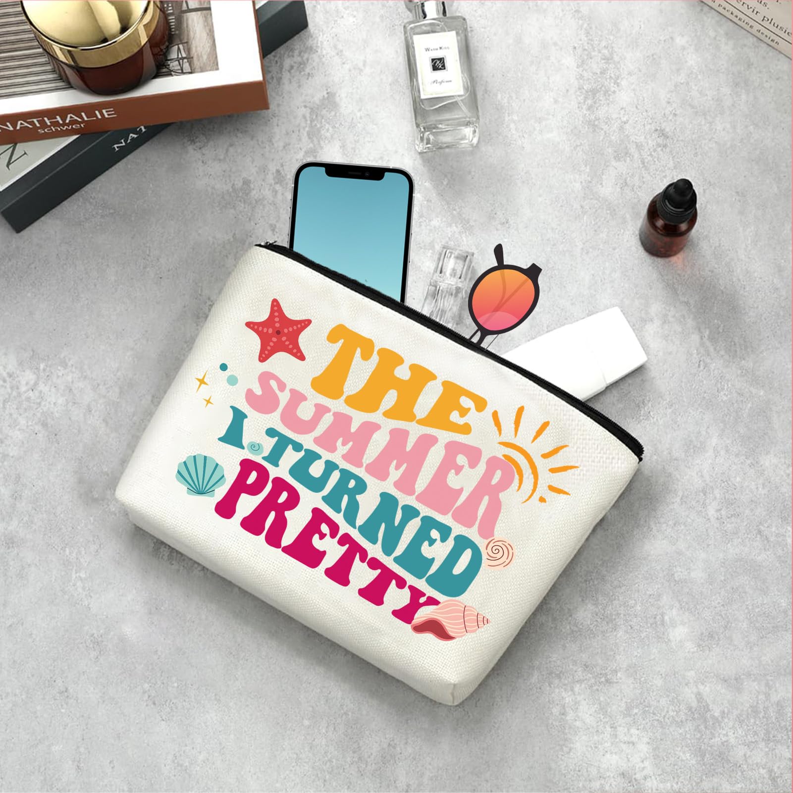 TV Show Inspired Makeup Bag for Women - 'I Turned Pretty' Fans Gift - Cosmetic Pouch with Zipper for Beach, Travel & Daily Use - Perfect Birthday Present for Friend, Daughter, Sister or Niece