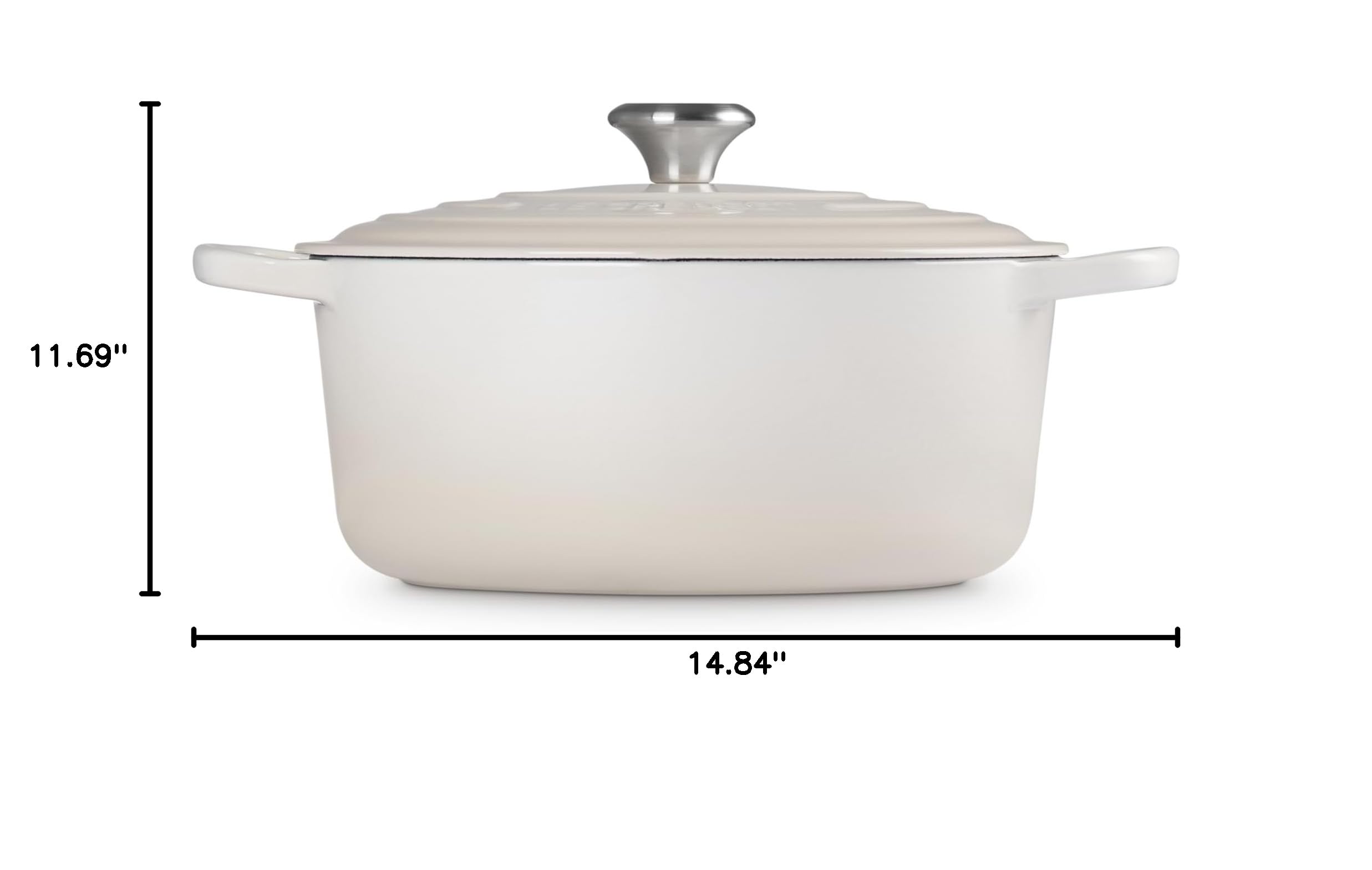 Le Creuset Signature Enameled Cast Iron Round Dutch Oven 7.25 Quart - Premium Cookware for Braising, Baking & Slow Cooking - Perfect for Soups, Stews & Casseroles - Meringue Color