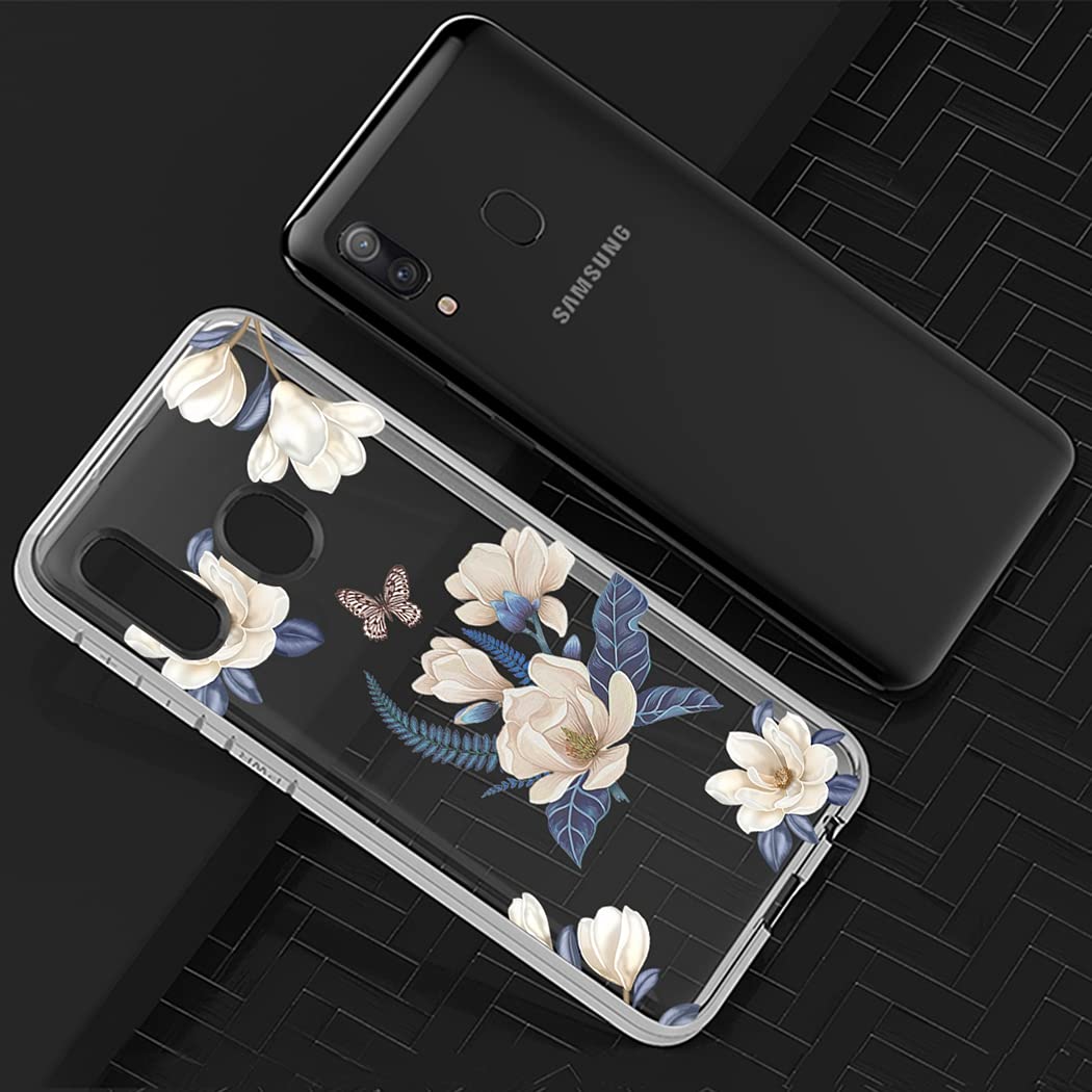 Cute Clear Slim Shockproof TPU Phone Case for Samsung Galaxy A20/A30 - Floral Design Protective Cover for Girls & Women | Perfect for Everyday Use, Work & Travel