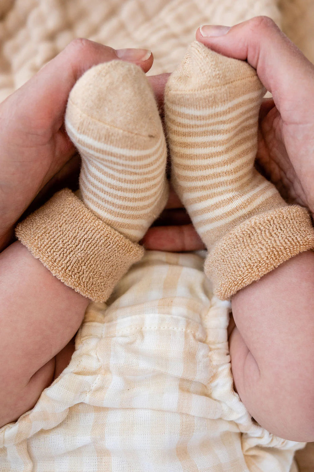 Fibre For Good Baby Socks 3-Pack Striped (0-6 Months) - Soft Cotton Newborn Socks for Comfort & Warmth - Perfect for Everyday Wear, Gifts & Photo Shoots