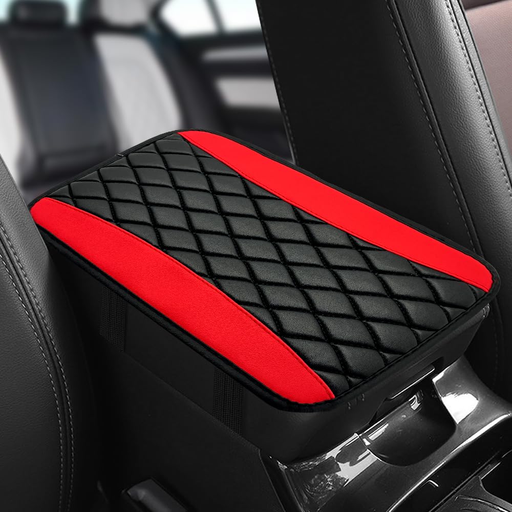 Premium PU Leather Car Center Console Cushion Pad - Waterproof Non-Slip Armrest Cover Protector for Cars, SUVs & Vehicles | Comfortable Driving Accessory for Long Trips & Daily Commutes