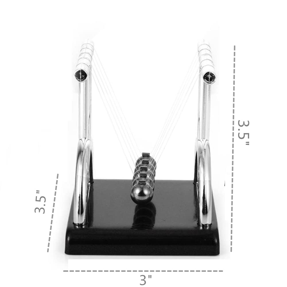 Newton's Cradle Physics Toy - Black Mini Desk Decor for Office & Home