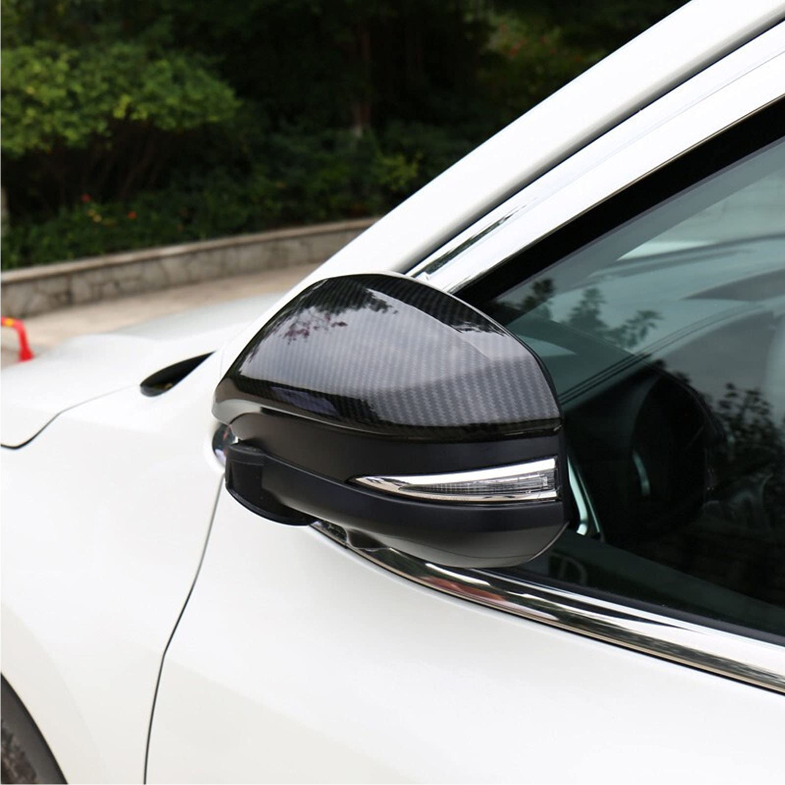 Carbon Fiber Side Mirror Covers (2pcs) - Compatible with Toyota Hilux Revo Vigo, Fortuner, Highlander, RAV4, Innova - Durable Exterior Accessories for Enhanced Style & Protection - Perfect for Off-Roading & Daily Commuting