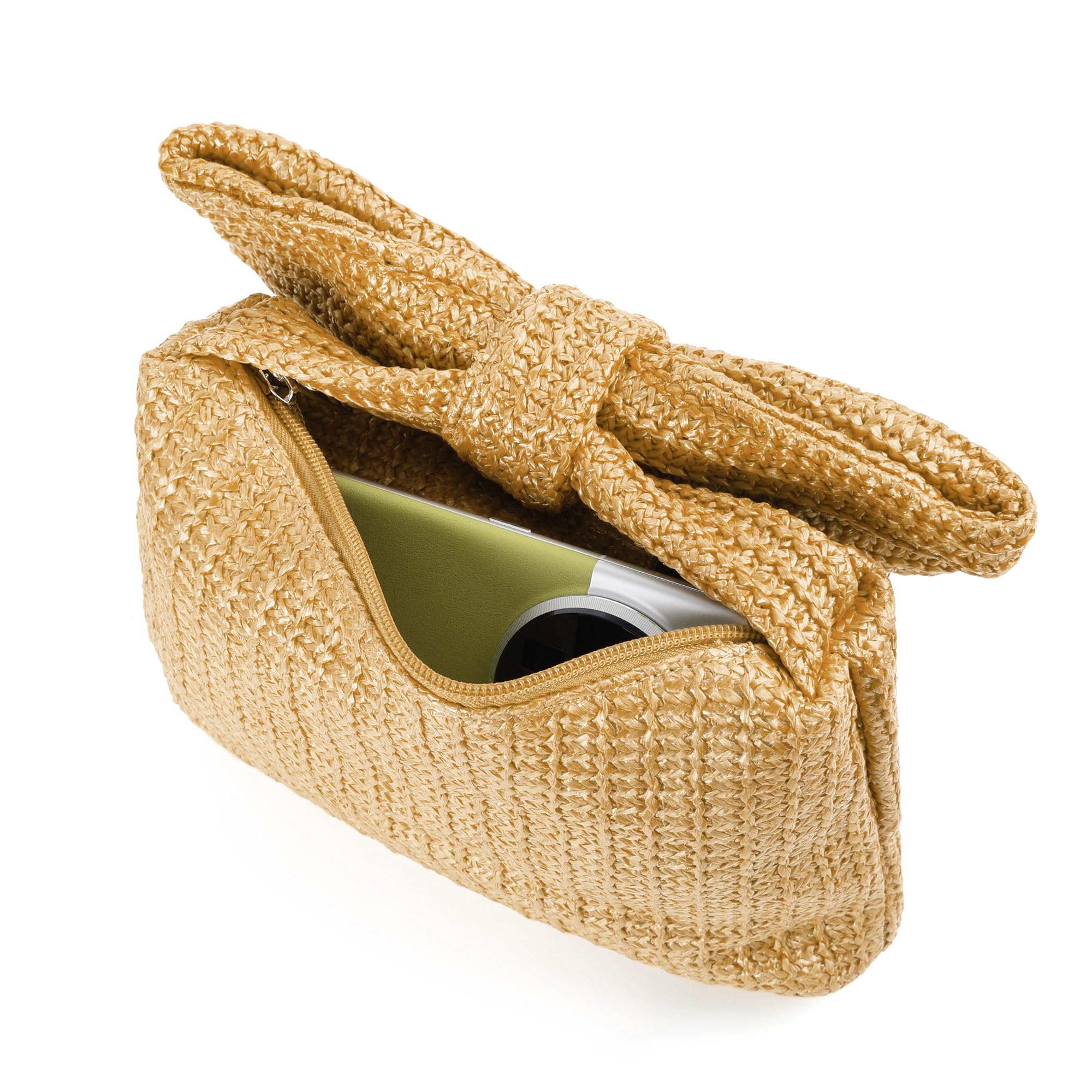 Stylish Handmade Straw Clutch Purse for Women - Elegant Bow Design for Wedding, Party, Prom & Club Events - Perfect Photo Accessory & Evening Bag