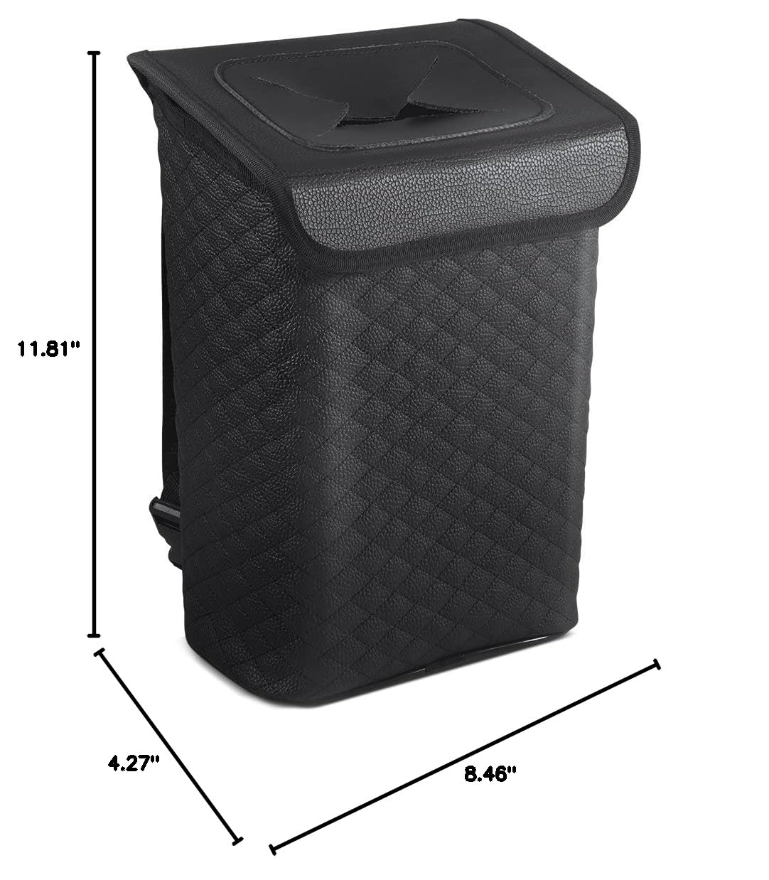 Premium Car Trash Can with Lid - Leakproof & Removable Liner, Magnetic Opening Hanging Garbage Bin for Auto, SUV, Truck (2 Gallon/7.5L) - Ideal for Road Trips, Commuting & Family Travel