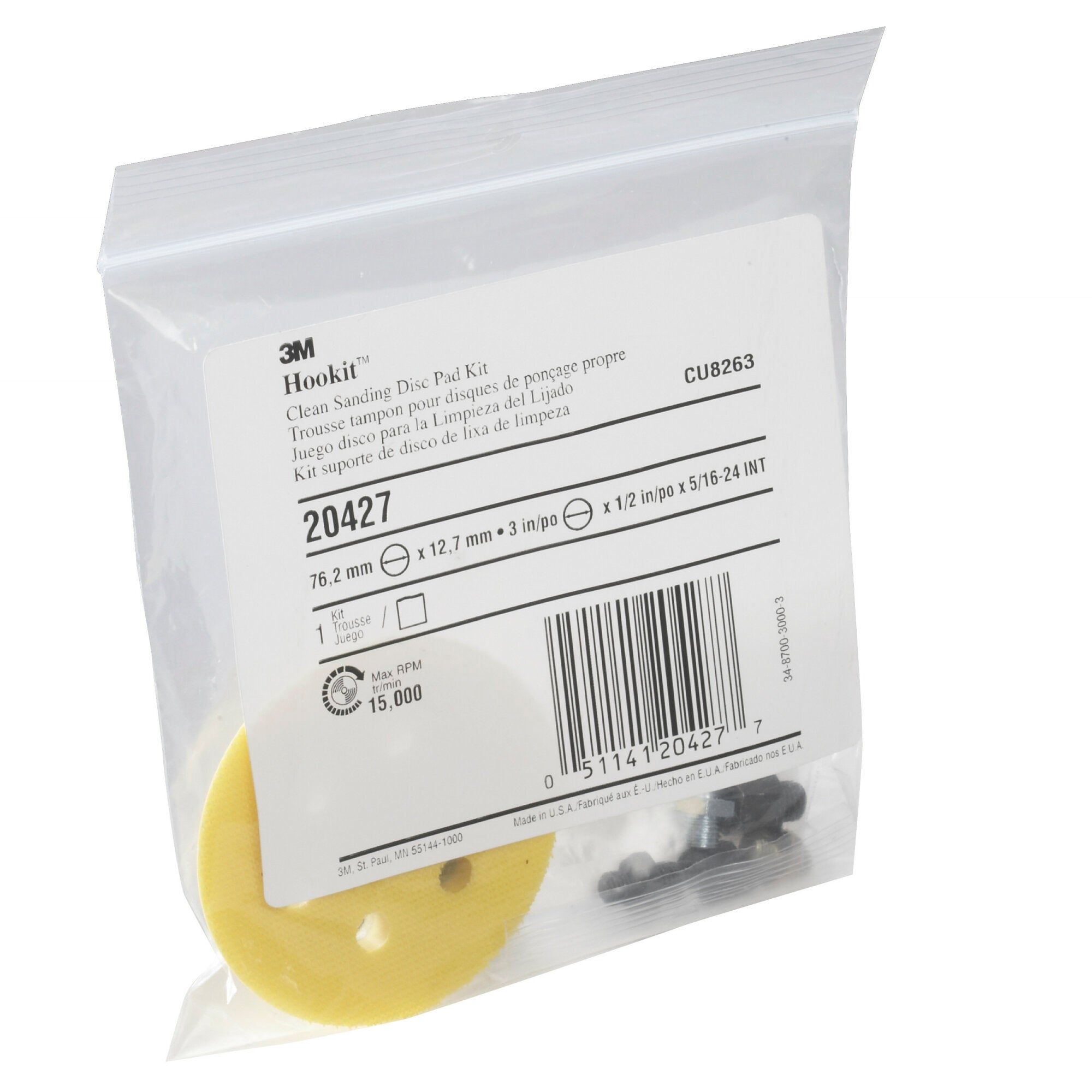 3M 20427 Clean Sanding Disc Pad Kit - 3 Inch Sanding Discs for Wood, Metal & Auto - Perfect for DIY Projects, Home Renovation & Professional Use