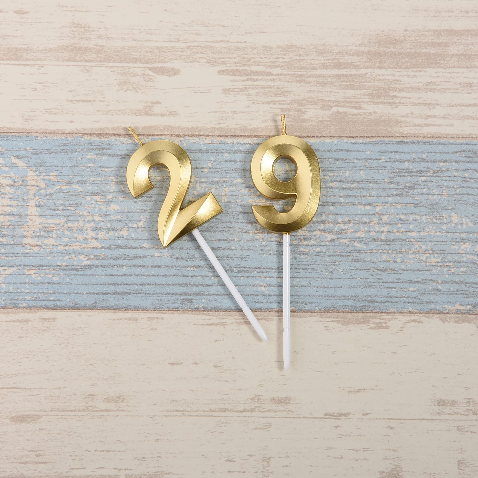 Gold 29th & 92nd Birthday Candles - Elegant Gold Number 29 & 92 Cake Toppers for Birthday Party Decorations - Perfect for Anniversary, Milestone Celebrations & Special Occasions