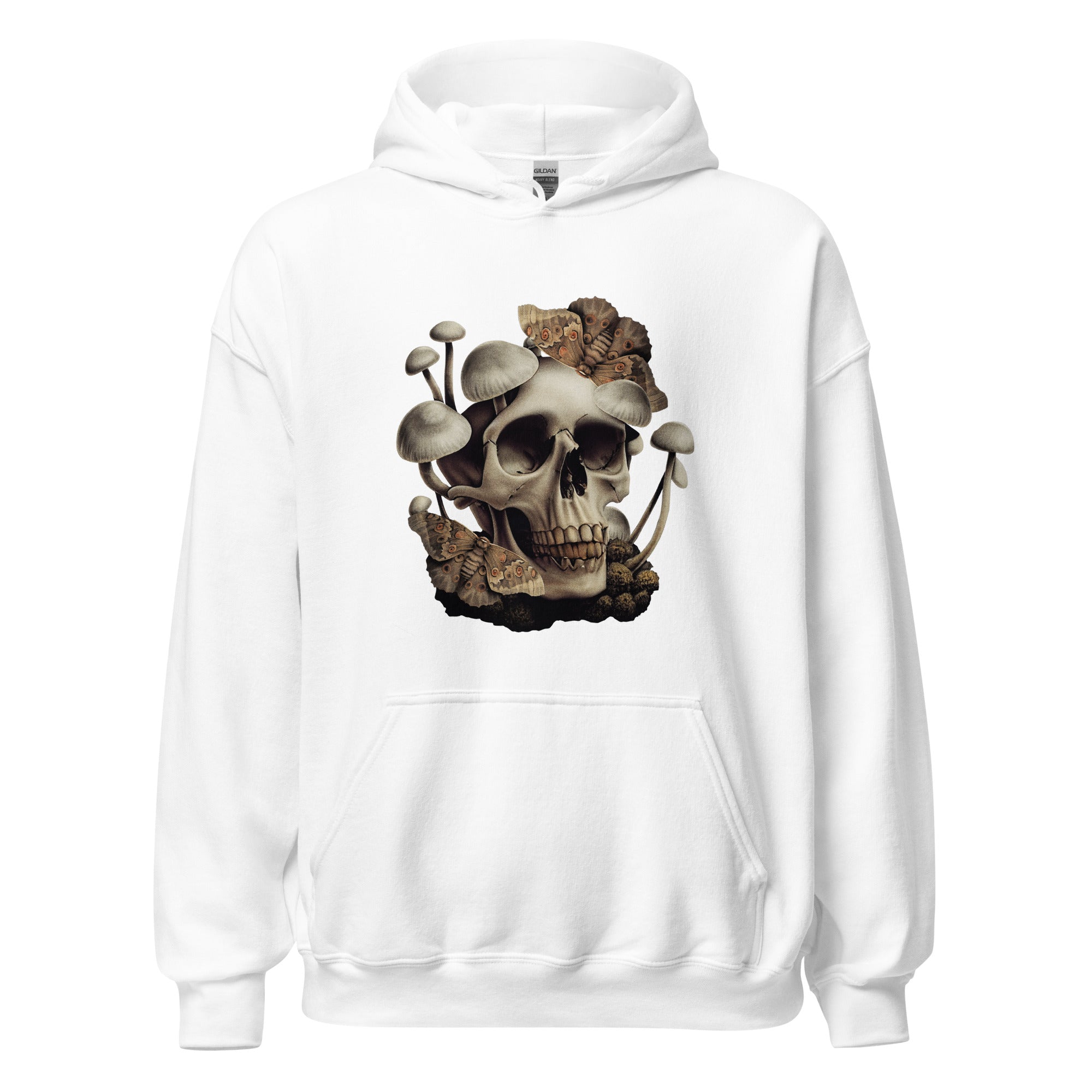 Skull Mushroom Print Unisex Hoodie - Trendy Graphic Pullover for Men & Women - Perfect for Streetwear, Casual Outfits & Halloween Costumes