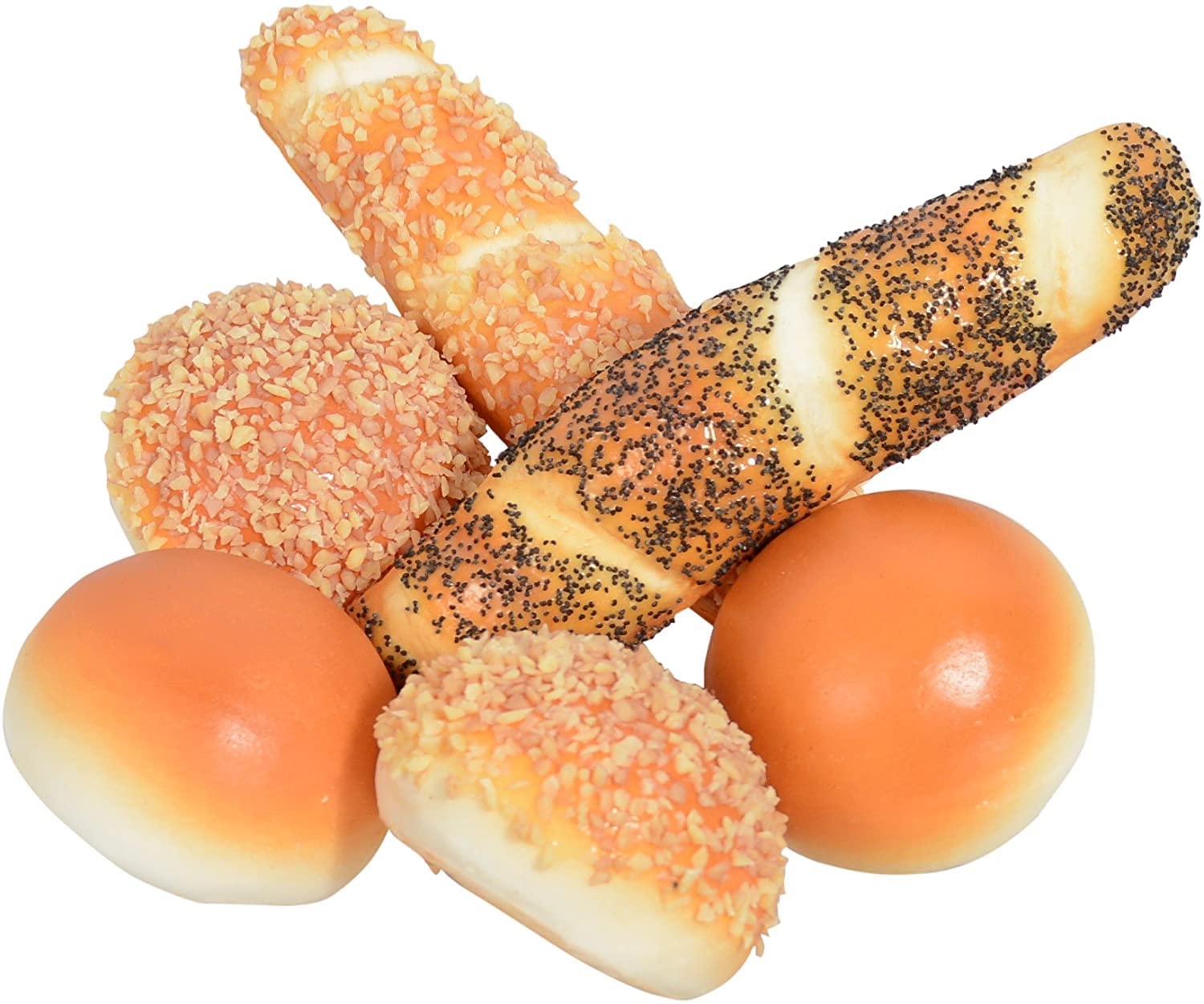 Fake Bread Display - Artificial Bread & Rolls for Home Decor, Restaurant, Bakery Showcase - 6-Piece Set for Realistic Food Props and Decoration